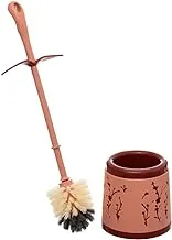 Generic Plastic Toilet Brush With Flower Design Holder And Handle For Bathroom Set Of 2 Pieces - Brown Simon