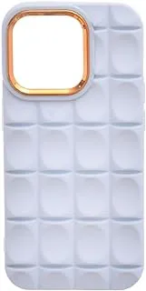 Silicone Back Phone Protection Cover With Ribbed Design And Safety Edges For Iphone 15 Pro - Blue Gold