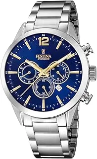 Festina F20343/2 Men's Chronograph Quartz Watch with Stainless Steel Strap, silver, One Size, Bracelet