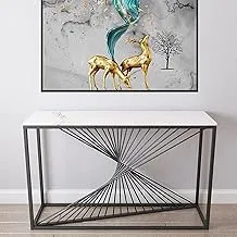 AR CORNER sama steel console table with dimensions 40cm * 120cm * height 90cm made of steel with black electrostatic coating and white carrara marble