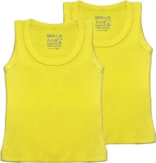 SKILLS Unisex Set Of 2 Pieces Plain Sleeveless Round Neck Undershirt Base Layer Top