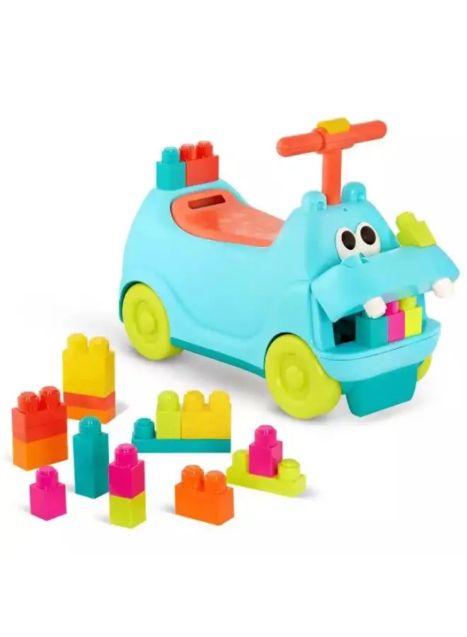 BATTAT HIPPO RIDE-ON W/LARGE LOCBLOCS 26 Building Bricks -