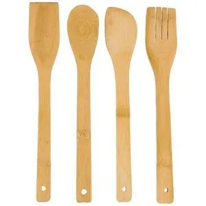 4 PCs Spoons & Forks Wooden Set For Cooking Healthy & Delicious Food