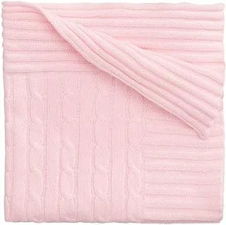 Mamas Gift Breathable Knit Braided Blanket, Large, Pink