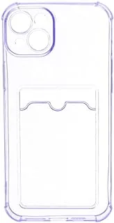 Silicone Back Phone Protection Cover With Silicone Pocket And Safety Edges For Iphone 15 Plus 6.7 - Transparent Purple