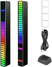 2 Pack Music Rhythm Light, Creative Colorful LED Ambient Light, RGB Sound Control Atmosphere Light, Ambient Strip Decor Light for Room Desk PC Car DJ Gaming (Black - 32 Beads -No Battery)