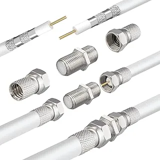 HB-DIGITAL Set: 10x F-Connector 7 mm Narrow Nut + 5x F-Connector Female/Female HQ for Coaxial Antenna Cable Satellite Cable BK Systems