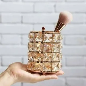 Multi-use Gold Crystal Holder - Holder For Toothbrushes, Toothpaste And Makeup Tools