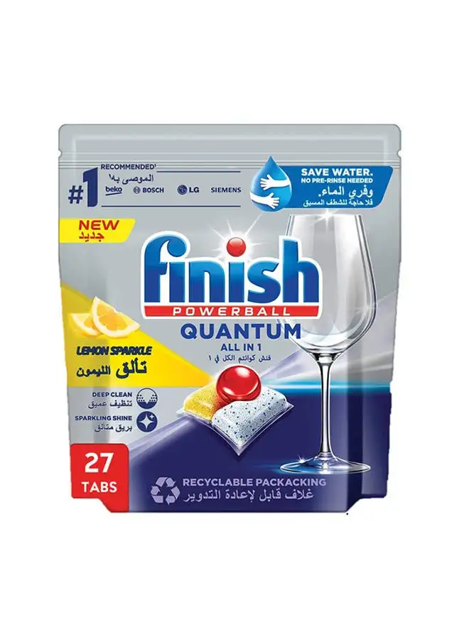 Finish Dishwasher Detergent 27 Tablets with Quantum Lemon Sparkle