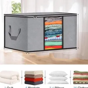 Extra Large Clothes Storage Bags With Reinforced Handles Fabric Storage Containers 1pc.