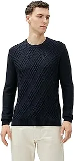 KOTON Men's Crew Neck Knitted Patterned Long-Sleeves Pullover (pack of 1)