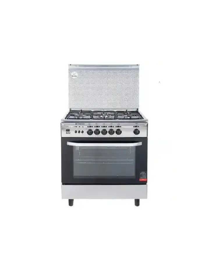 Fresh Italiano Digital Gas Cooker 5 Burners, 80x55 Black and Silver - 500017306