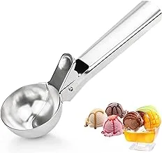 Jungchiali Ice Cream Scoop with Trigger by Plolished Smooth Surface and Premium Stainless Steel, Easy to Release Perfect Ice Cream Balls-Large