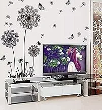 Diy Black Dandelion Flower Butterfly Art Wall Decor Decals Mural Pvc Wall Stickers Home Decor - 2724318556711