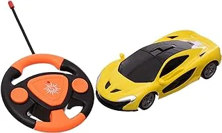 Generic Plastic Medium Race Car Amazing Design To Add More Fun With Light And Remote Control For Kids Set Of 2 Pieces - Yellow