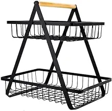 Kitchen Kitchen Storage Vegetable and Fruit Storage Basket 2 Rack Tabel Top Vegetables, Bread, Fruit Storage Basket, 1 Piece Black