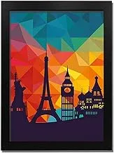 World Wonders - BLACK - Wooden Frame with Glass - Printed Poster Tableau wall art BZL-160-24322-BK