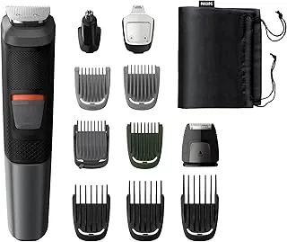 Philips 11-in-1 All-In-One Trimmer, Series 5000 Grooming Kit for Beard, Hair & Body with 11 Attachments, Including Nose Trimmer, Self-Sharpening Metal Blades, UK 3-Pin Plug - MG5730/33