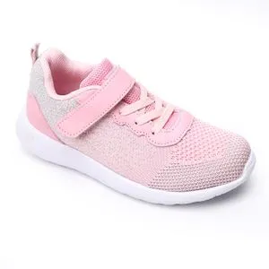 Air Walk Decorative Lace-up Canvas Girls Sneakers - Pink & Grey