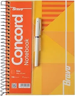 Bravo New Concord Notebook with Pen, Large, 198 Sheets, Orange