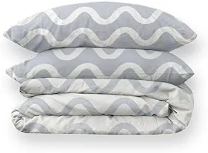 Ricrac Rankol Double Face Cotton Duvet Cover and 2 Pillow Cases, 240 cm x 220 cm, Grey