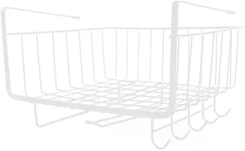 Kitchen Storage Bin Under Shelf Wire Rack Cabinet Basket Organizer Holder Stand (White)