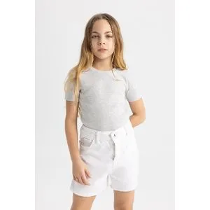 Defacto Girl Slim Fit Knitted Short Sleeve Body