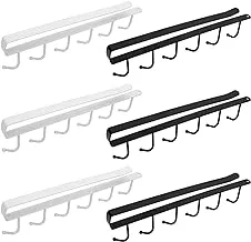 Yesland 6 Pack Under Cabinet Utensils Hanger Without Drilling, 6 Hooks Light Objects Hanging Rack for Kitchen Utensils, Closet Ties, Bookcase, Bedroom, Bathroom, Fit for 1 Inch Thickness Shelf or Less