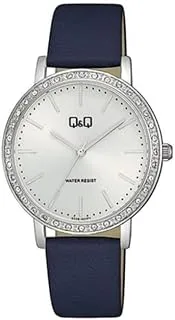 Q&Q WATCHES Q&Q Analog Ladies Watch with Leather Strap Navy Blue Q33B-007PY