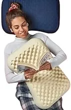 Ricrac Natural Latex Massage Curve Pillow, 55 cm x 38.5 cm x 12 cm Size, Navy Blue