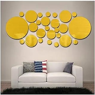 3D Acrylic Mural Sticker Home Decoration DIY circle Mirror Wall Stickers Gold