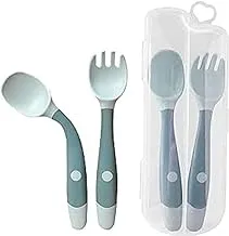 2Pcs Infant Feeding Spoon and Fork Cutlery, Baby Utensil Spoon and Fork Set, Kids Easy to Hold, Heat Resistant Flexible Learning Spoon and Fork