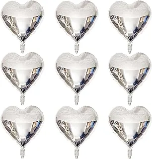 Lovoir 10 Pcs Silver Heart Shape Foil Mylar Balloons 18 Inch Love Balloons for Valentine's Day Birthday Party Decorations Wedding Engagement Romantic Decor (Silver)