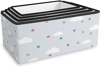 Mamas Gift Stars Print Storage Boxes 4-Pieces, Grey