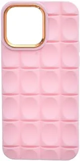 Silicone Back Phone Protection Cover With Ribbed Design And Safety Edges For Iphone 15 Pro Max - Pink Gold