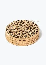 Matalan Leopard Print Coasters 4-Pieces, 9.5 cm Size, Brown