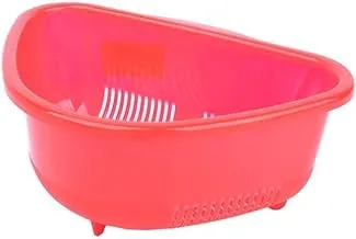 Accessories Shop Plastic Strainer Basket With Triangular Design And Plastic Holder For Kitchen 16 CM - Red