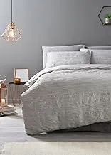 Matalan Metallic Crinkle Duvet Cover, Double Size, Grey