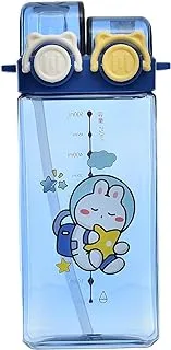 Generic Plastic Large Bottle Of Water Rabbit Painted Design With Silicone Shalimo and Fabric Strap For Kids - Multi Color