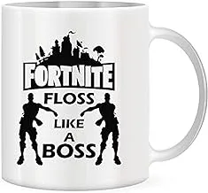 fortnite battle royale white ceramic mug, floss like a boss design