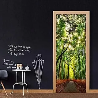 3D Wallpaper Sticker Bamboo Forest Door Sticker Self adhesive Wall Stickers Home decoration Gifts Bedroom Wallpapers