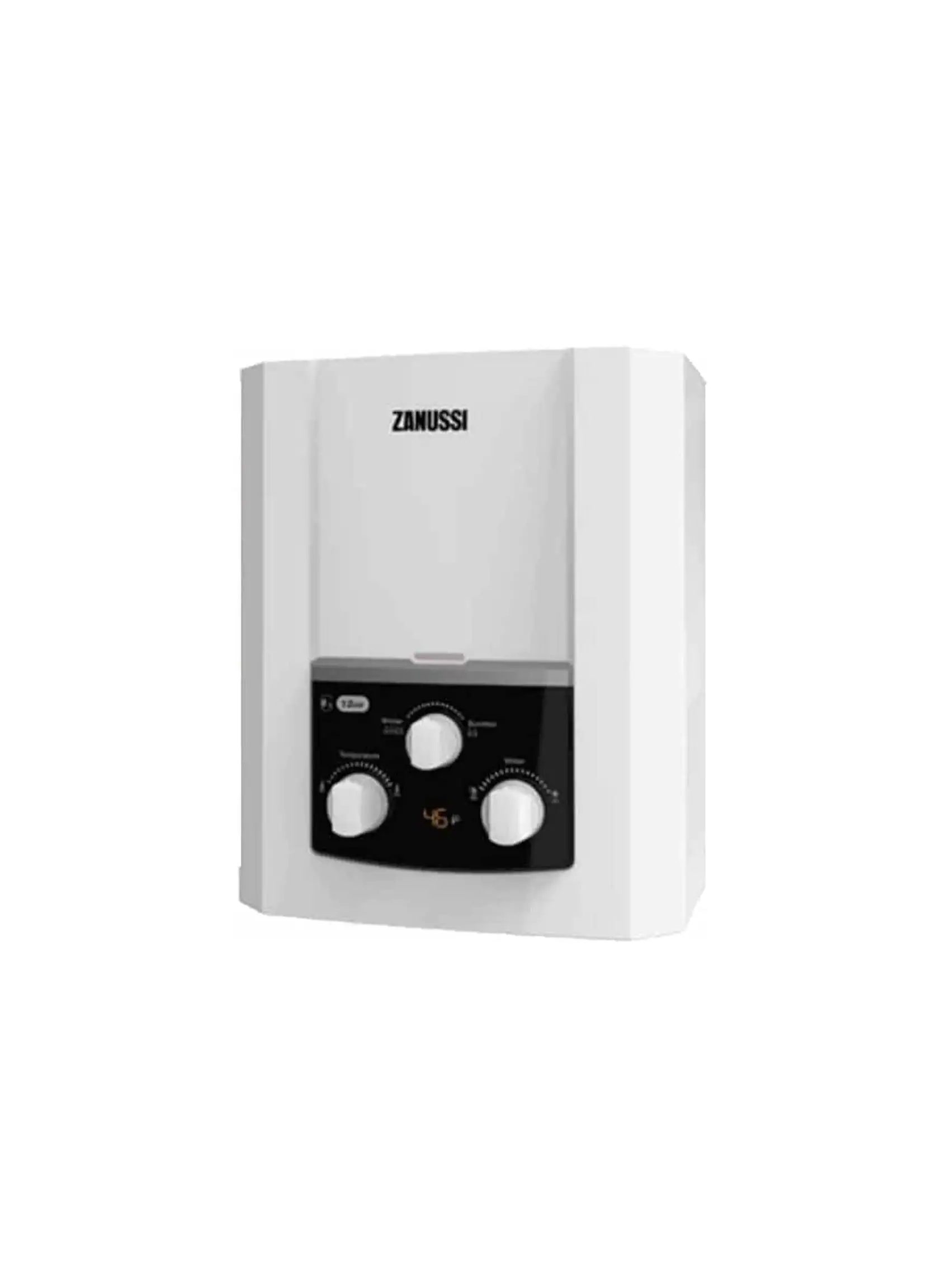 ZANUSSI gas water heater 6 liters white,digital screen, with adapter-without chimney