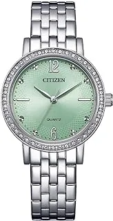 Citizen Quartz Crystal Green Dial Ladies Watch EL3100-55X Silver