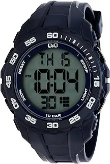 Q&Q Mens Large Digital Full-Size Chronograph Sport Watch Resin Band, Black