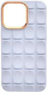 Silicone Back Phone Protection Cover With Ribbed Design And Safety Edges For Iphone 13 Pro - Blue Gold