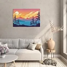 Boho Landscape Print Abstract Mountains Lake on canvas wall art 60x40