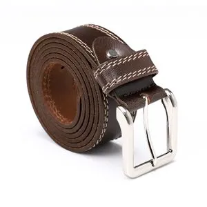 Activ Double Beige Stitched Edges Belt - Brown