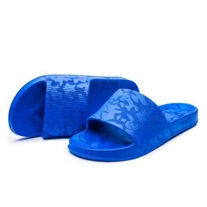 Glasgow Perforated Slide Slippers For Men - Blue