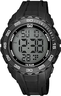 Q&Q Mens Large Digital Full-Size Chronograph Sport Watch Resin Band, Black