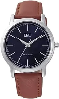 Q&Q WATCHES Q&Q Q59B-004PY Battery Watch with Leather Strap Brown